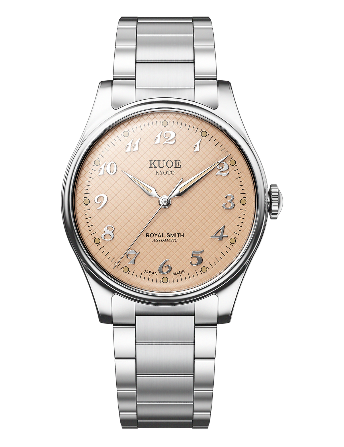 KUOE ROYAL SMITH 90-006 BREGUET NUMERALS SILVER CASE DUSTY PINK DIAL
