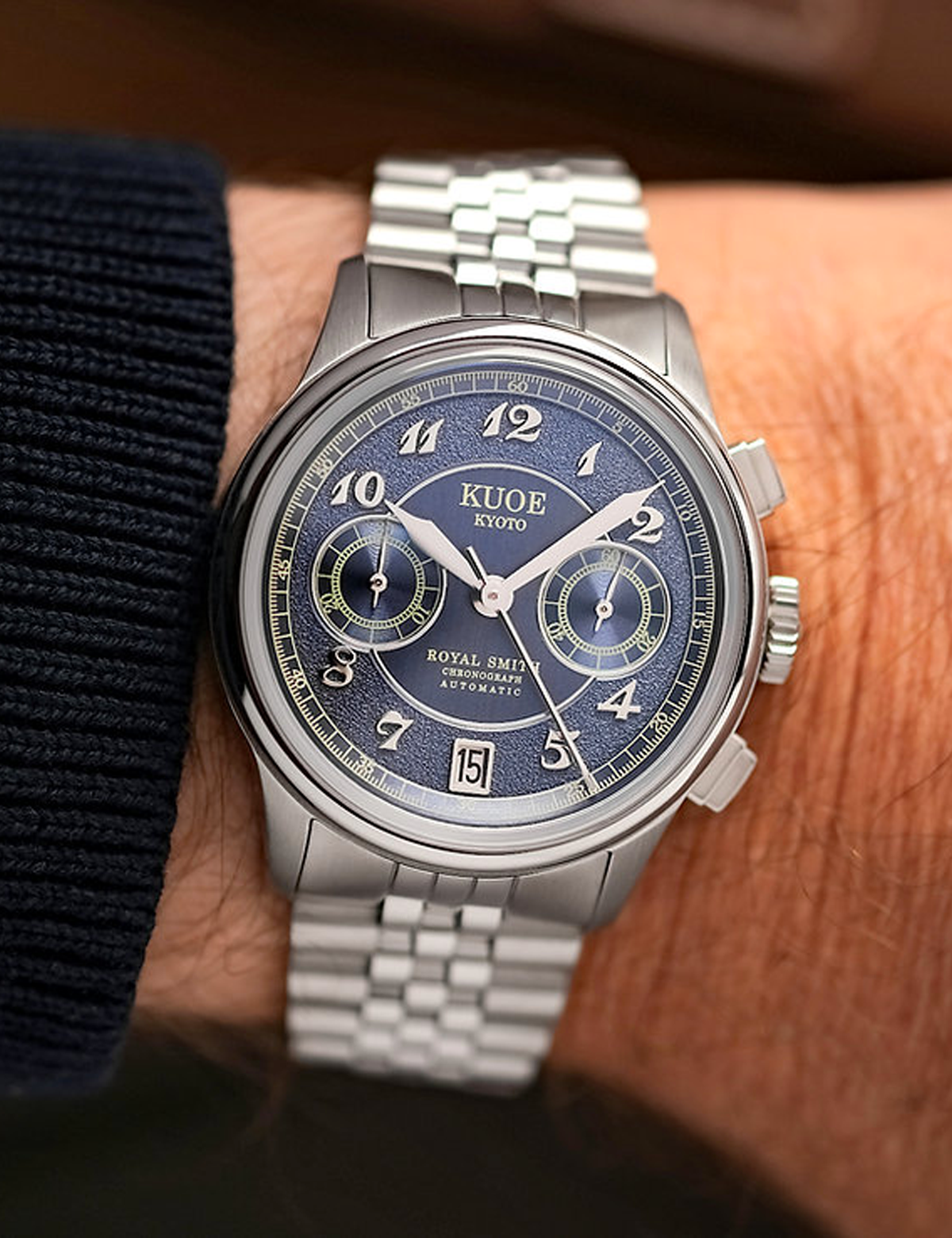 KUOE ROYAL SMITH 90-012 AUTOMATIC CHRONOGRAPH, NAVY WITH BREGUET NUMERALS