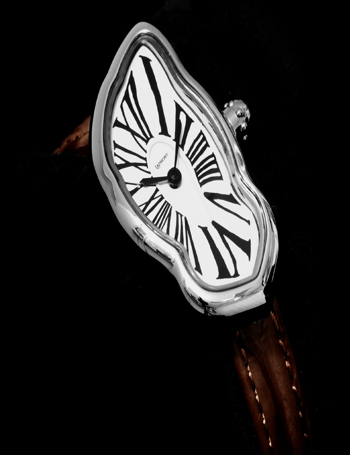 LAPHONT MELTING WATCH SMALL SILVER BLACK STRAP