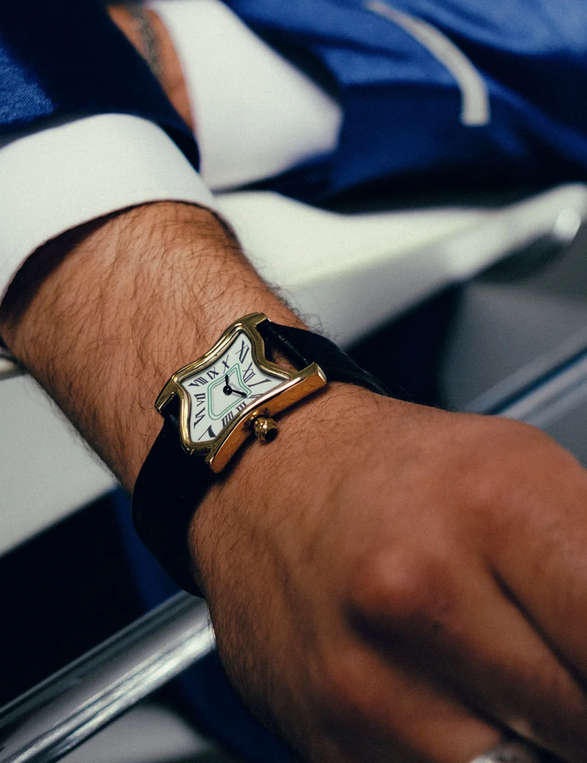 LAPHONT SQUARE MELTING WATCH SMALL GOLD BLACK STRAP