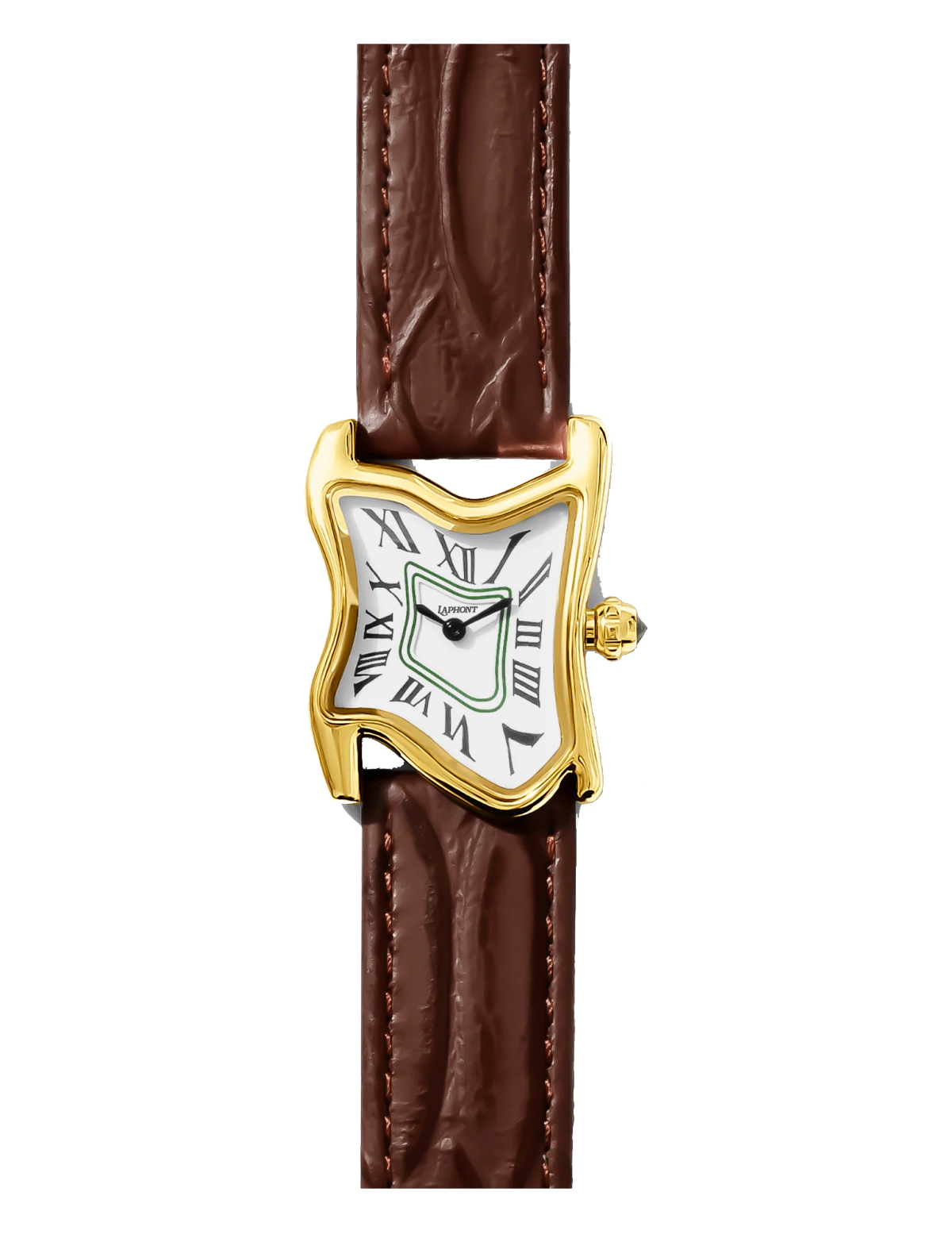 LAPHONT SQUARE MELTING WATCH SMALL GOLD BROWN STRAP – CHEZ MAMAN