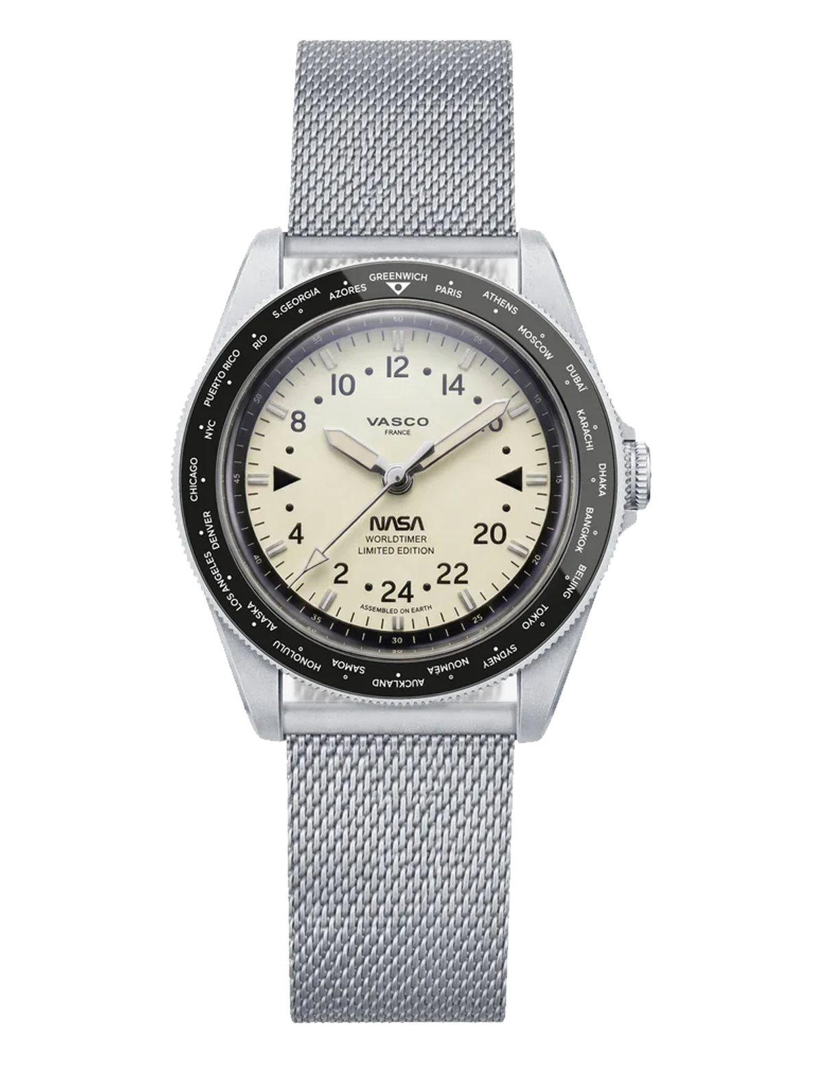 VASCO NASA® WORLDTIMER ACIER GRIS MAT