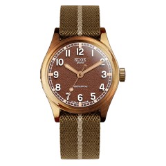 MONTRE KUOE OLD SMITH 90-002 NO DATE BROWN BRONZE CASE KHAKI X BEIGE STRAP