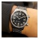 KUOE SOMBRERO 90-011 BLACK LINEN TEXTURED DIAL FLAT-LINK BRACELET