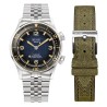 KUOE SOMBRERO 90-011 GRADATION NAVY LINEN TEXTURED DIAL JUBILEE BRACELET