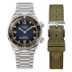 KUOE SOMBRERO 90-011 GRADATION NAVY LINEN TEXTURED DIAL FLAT-LINK BRACELET