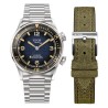 KUOE SOMBRERO 90-011 GRADATION NAVY LINEN TEXTURED DIAL FLAT-LINK BRACELET