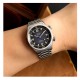 KUOE SOMBRERO 90-011 GRADATION NAVY LINEN TEXTURED DIAL FLAT-LINK BRACELET