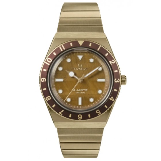 Q TIMEX 36MM TIGER'S EYE STONE DIAL TW2V925