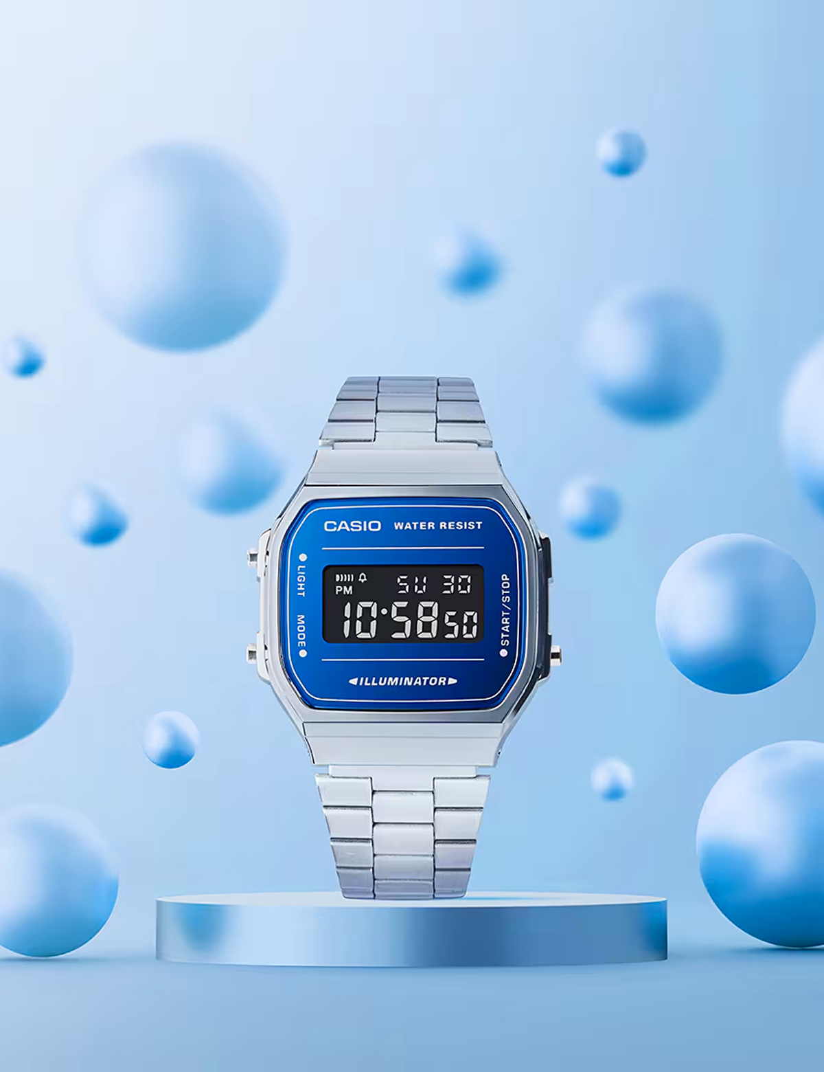 CASIO A168WEM-2BEF SILVER BLUE MIRROR