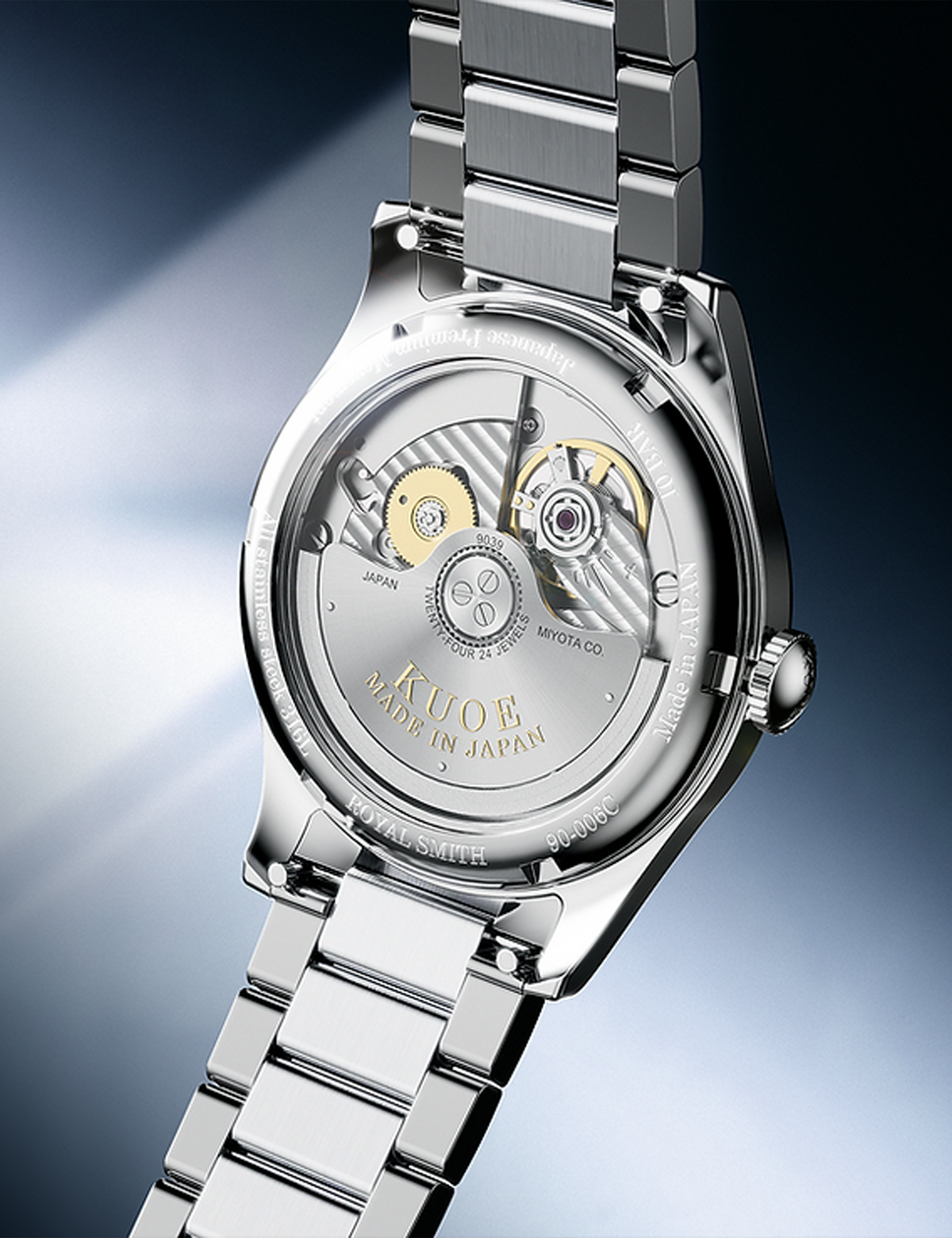 KUOE ROYAL SMITH 90-006 BREGUET NUMERALS SILVER CASE BLUE DIAL