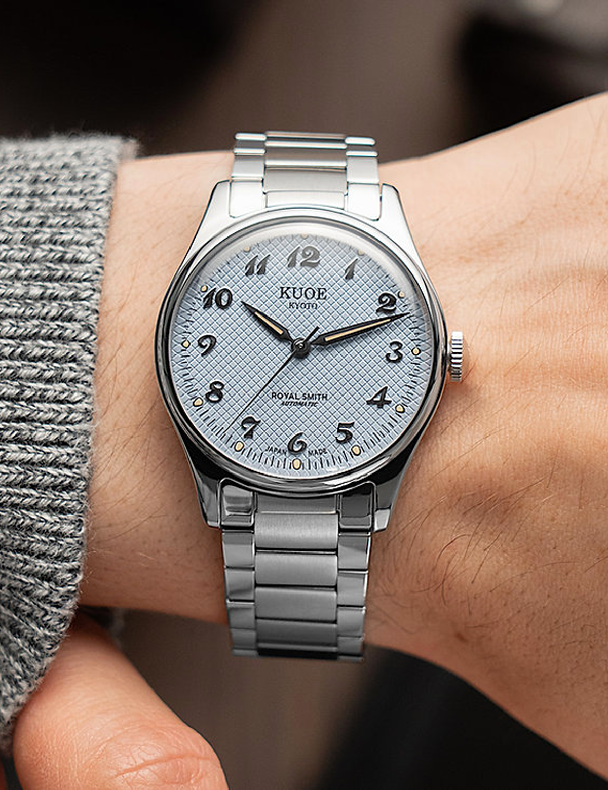 KUOE ROYAL SMITH 90-006 BREGUET NUMERALS SILVER CASE BLUE DIAL
