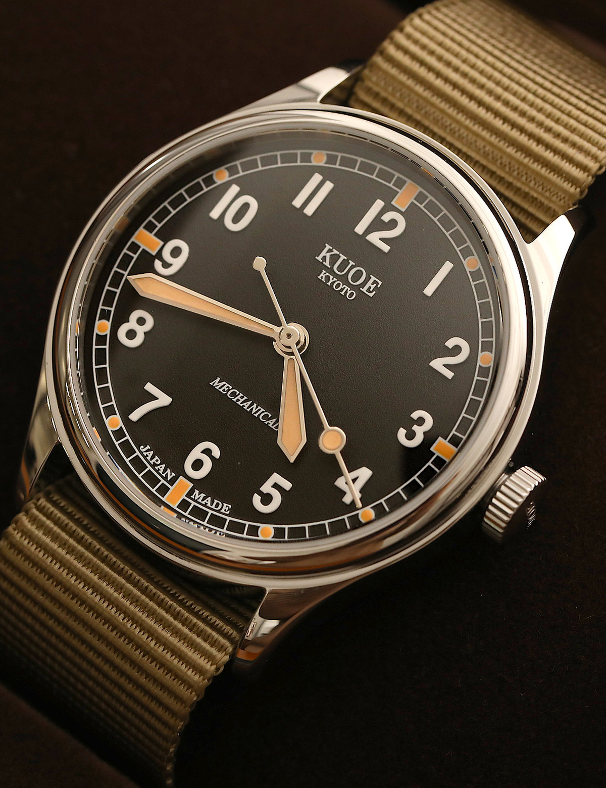 KUOE OLD SMITH 90-002 LARGE 38MM BLACK  NO-DATE AUTOMATIC SUPER-LUMINOVA
