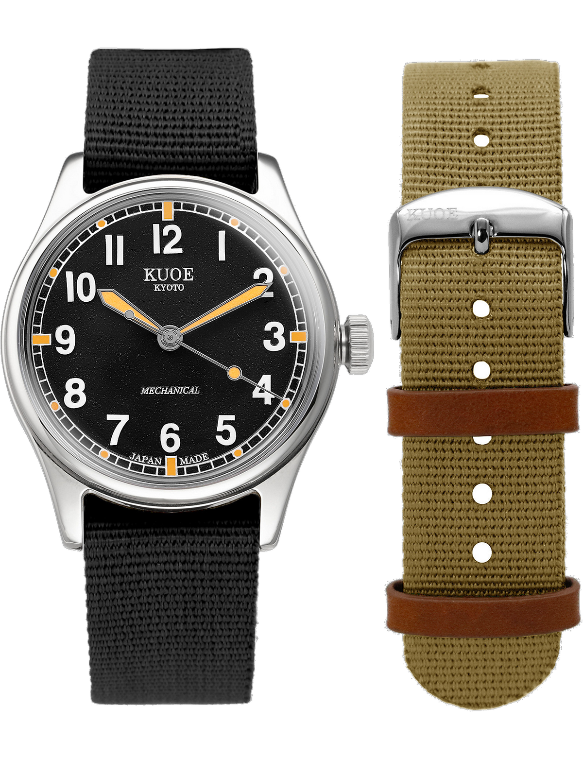 KUOE OLD SMITH 90-002 LARGE 38MM BLACK  NO-DATE AUTOMATIC SUPER-LUMINOVA