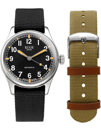 KUOE OLD SMITH 90-002 LARGE 38MM BLACK  NO-DATE AUTOMATIC SUPER-LUMINOVA