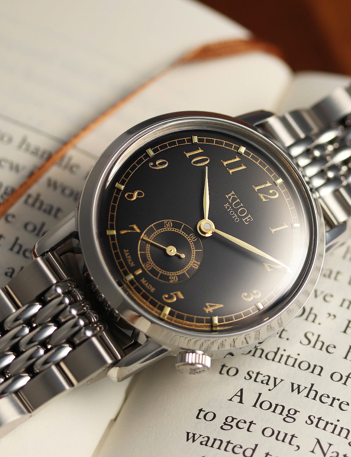 KUOE OLD SMITH 90-007 AUTOMATIQUE SILVER BLACK SILVER STAINLESS STEEL BRACELET