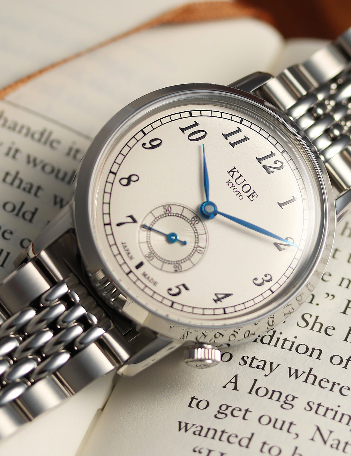 KUOE OLD SMITH 90-007 AUTOMATIQUE SILVER CREAM BLUE SILVER STAINLESS STEEL BRACELET