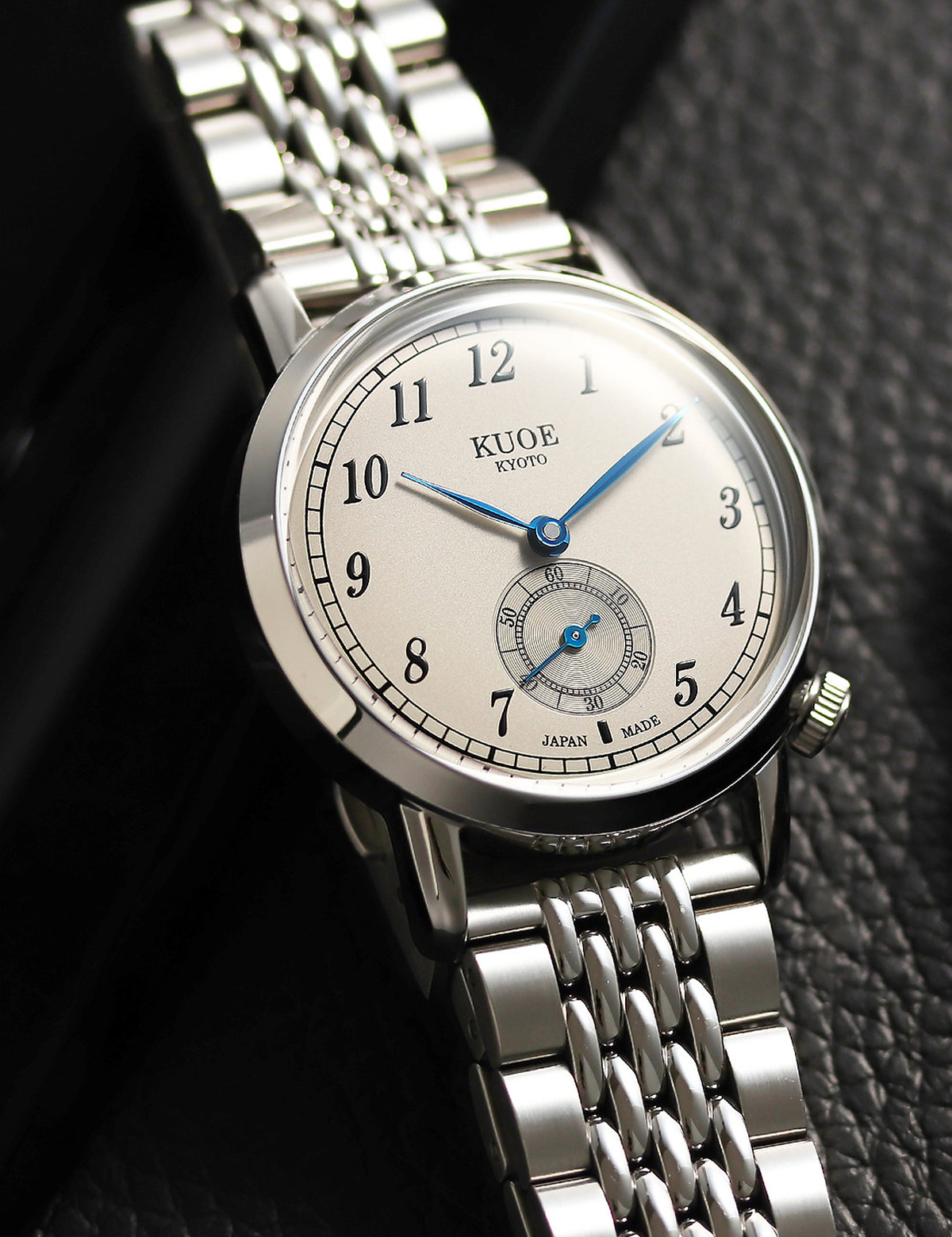 KUOE OLD SMITH 90-007 AUTOMATIQUE SILVER CREAM BLUE SILVER STAINLESS STEEL BRACELET