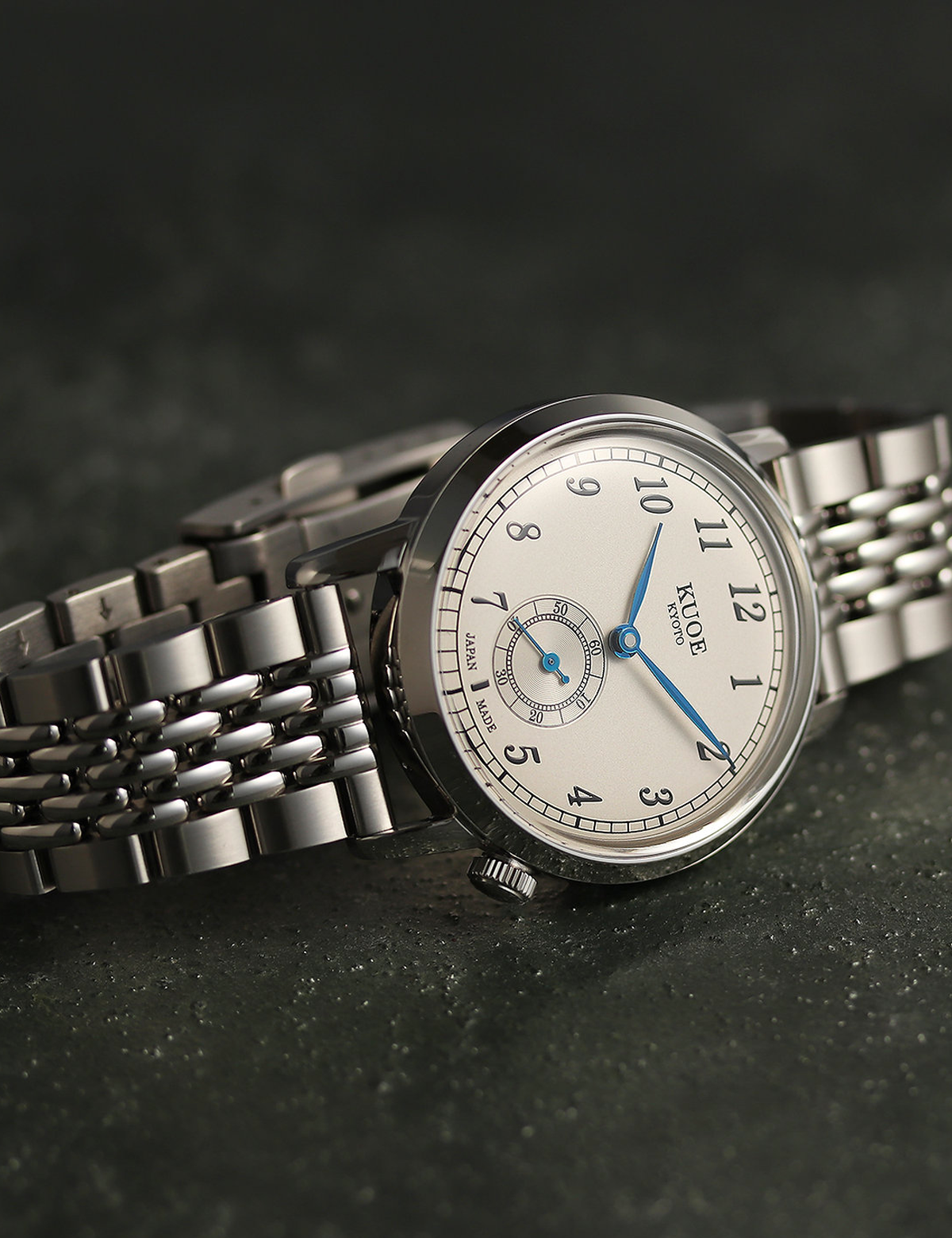 KUOE OLD SMITH 90-007 AUTOMATIQUE SILVER CREAM BLUE SILVER STAINLESS STEEL BRACELET
