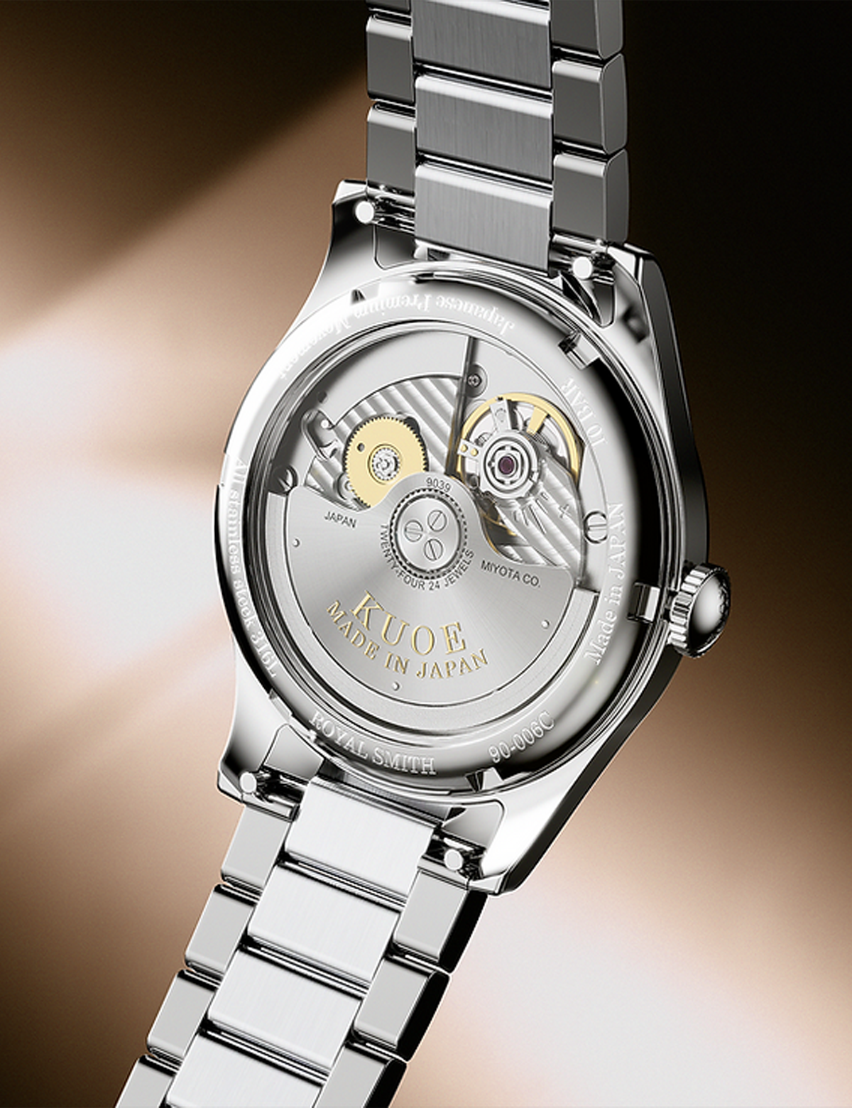 KUOE ROYAL SMITH 90-006 BREGUET NUMERALS SILVER CASE DUSTY PINK DIAL