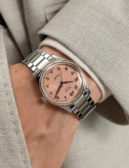 KUOE ROYAL SMITH 90-006 BREGUET NUMERALS SILVER CASE PINK DIAL
