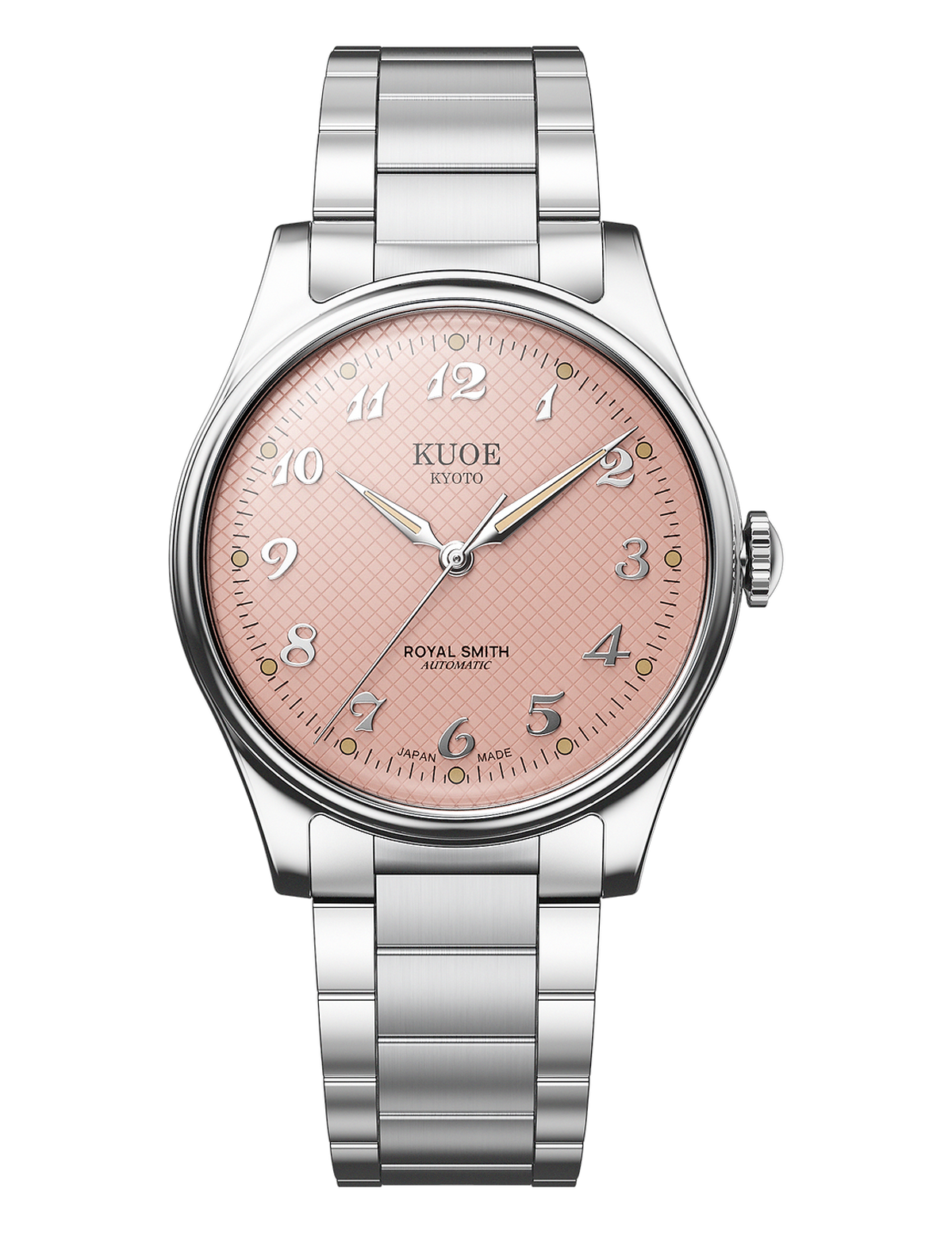 KUOE ROYAL SMITH 90-006 BREGUET NUMERALS SILVER CASE PINK DIAL