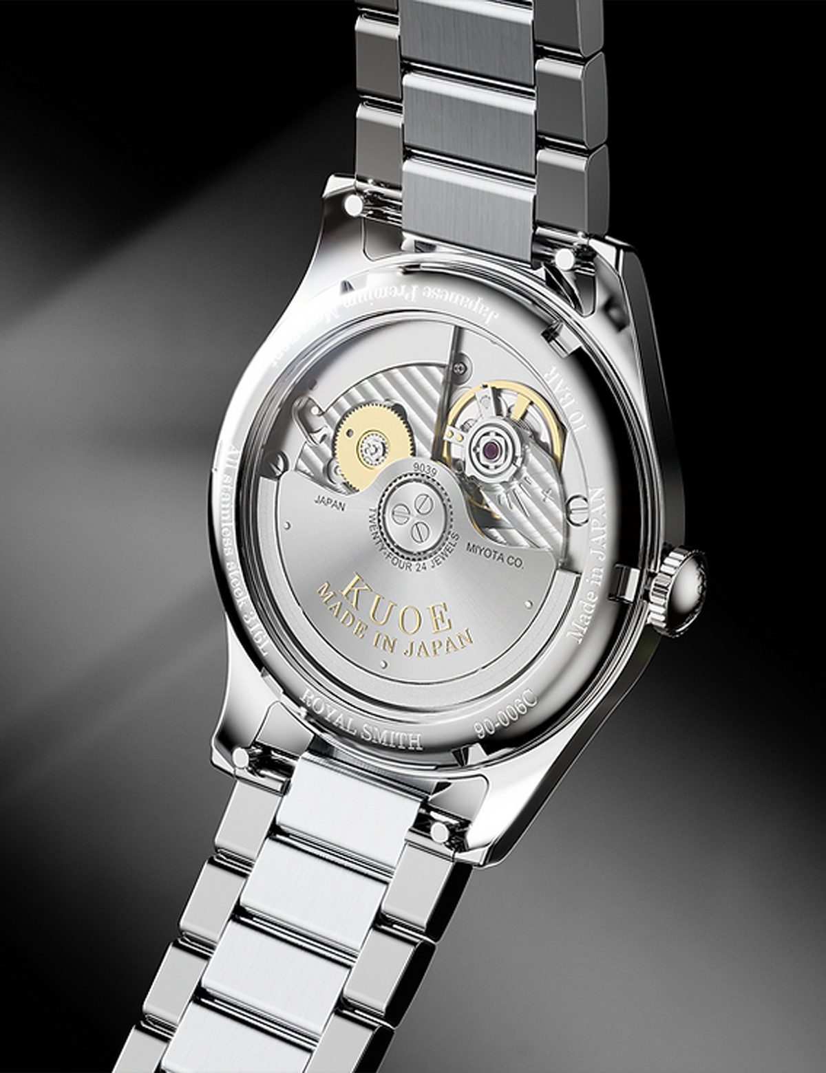 KUOE ROYAL SMITH 90-006 BREGUET NUMERALS SILVER CASE BLACK DIAL