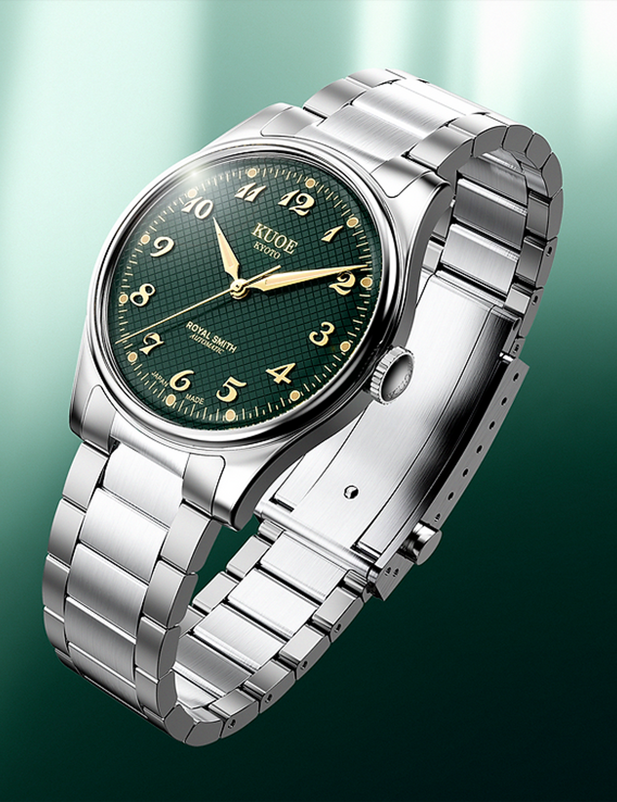 KUOE ROYAL SMITH 90-006 BREGUET NUMERALS SILVER CASE GREEN