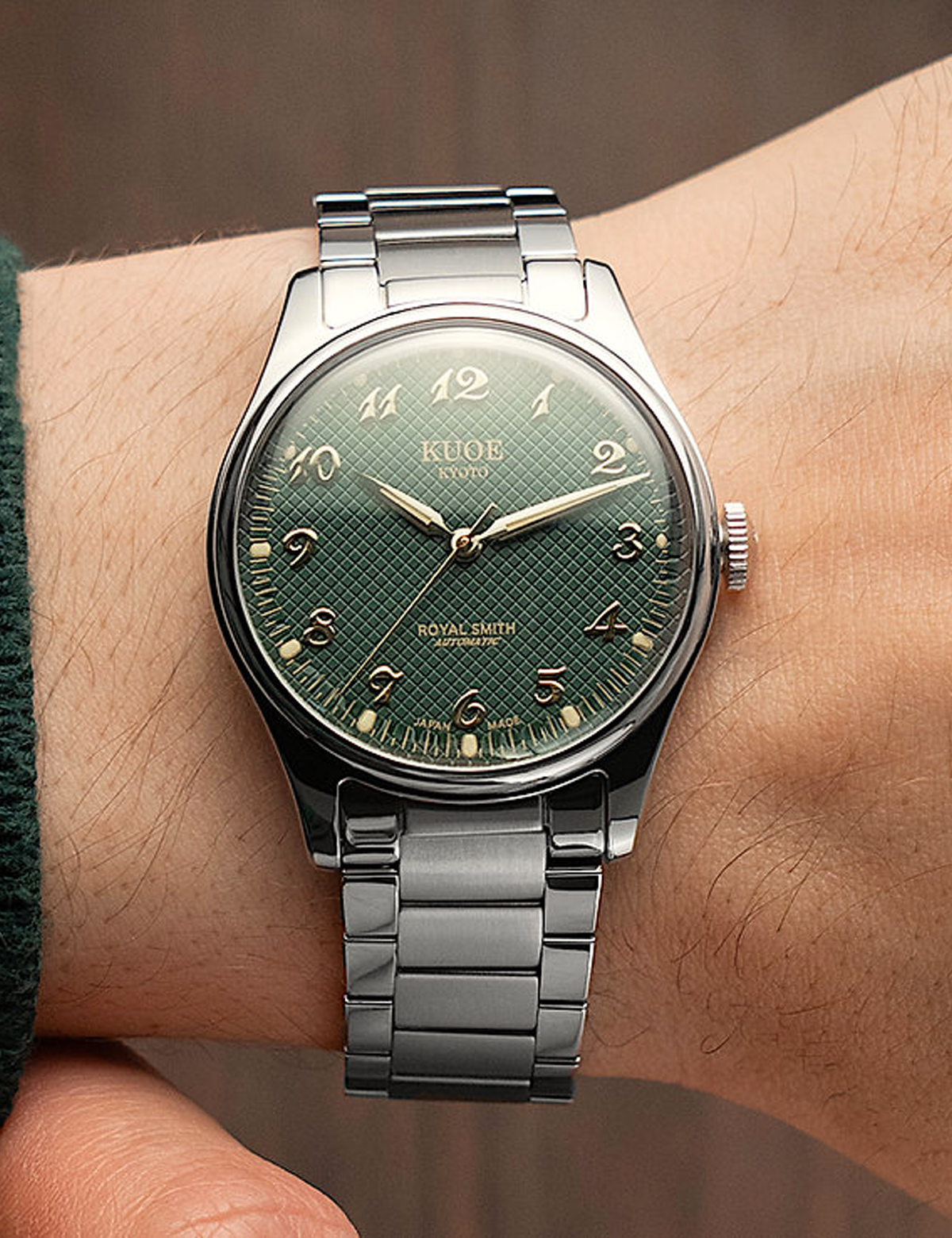 KUOE ROYAL SMITH 90-006 BREGUET NUMERALS SILVER CASE GREEN