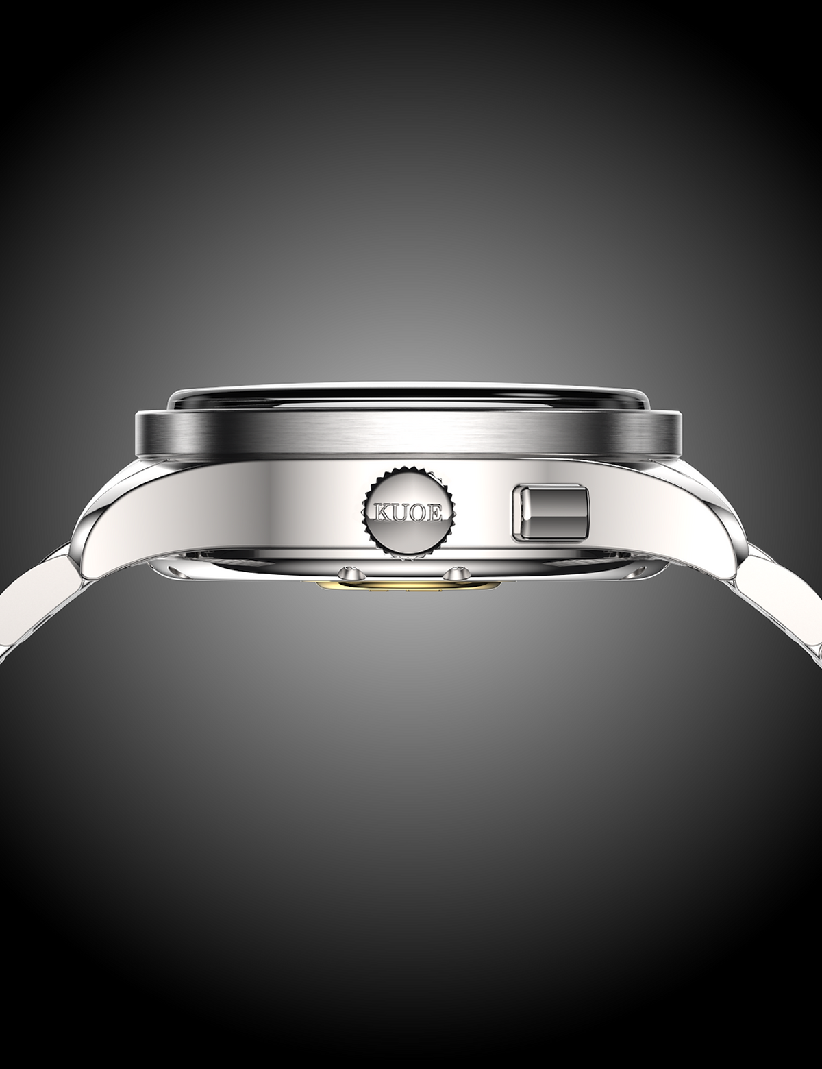 KUOE ROYAL SMITH 90-010 IVORY X GRAINY FINISH DIAL / MIXED-LINK BRACELET / EXHIBITION CASEBACK