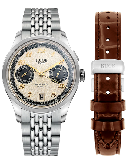 KUOE ROYAL SMITH 90-010 PANDA X GRAINY FINISH DIAL / BOR BRACELET / EXHIBITION CASEBACK