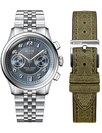 KUOE ROYAL SMITH 90-012 AUTOMATIC CHRONOGRAPH, NAVY WITH BREGUET NUMERALS