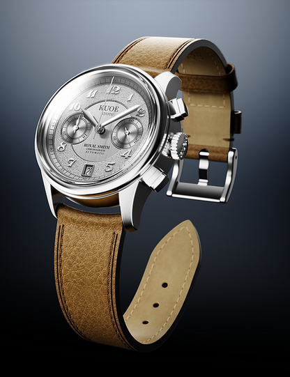 KUOE ROYAL SMITH 90-012 AUTOMATIC CHRONOGRAPH, SILVER WITH BREGUET NUMERALS