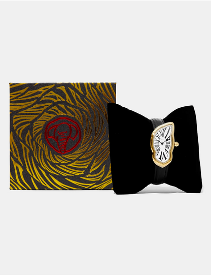 LAPHONT MELTING WATCH LARGE GOLD BLACK STRAP