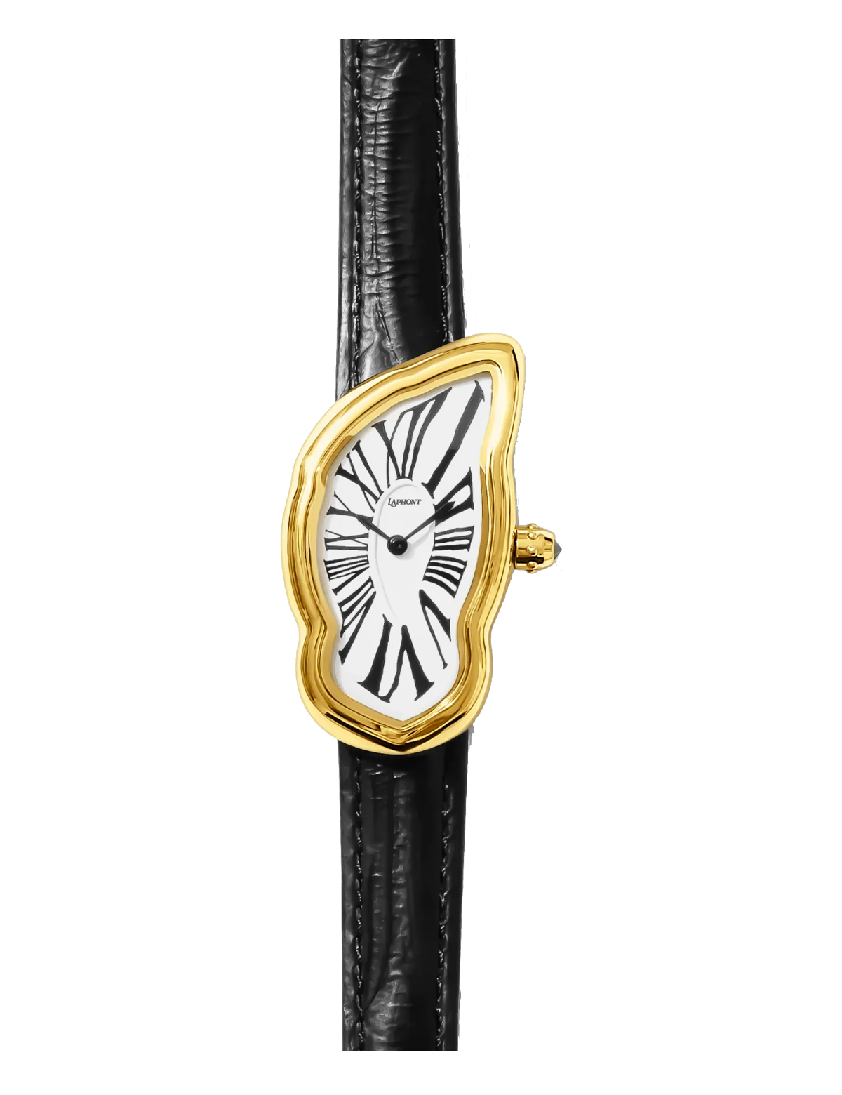 LAPHONT MELTING WATCH LARGE GOLD BLACK STRAP