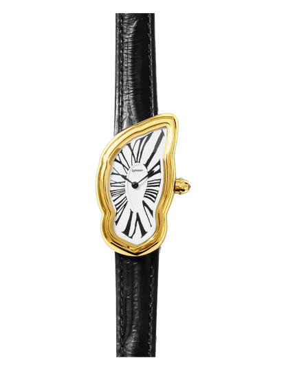 LAPHONT MELTING WATCH LARGE GOLD BLACK STRAP