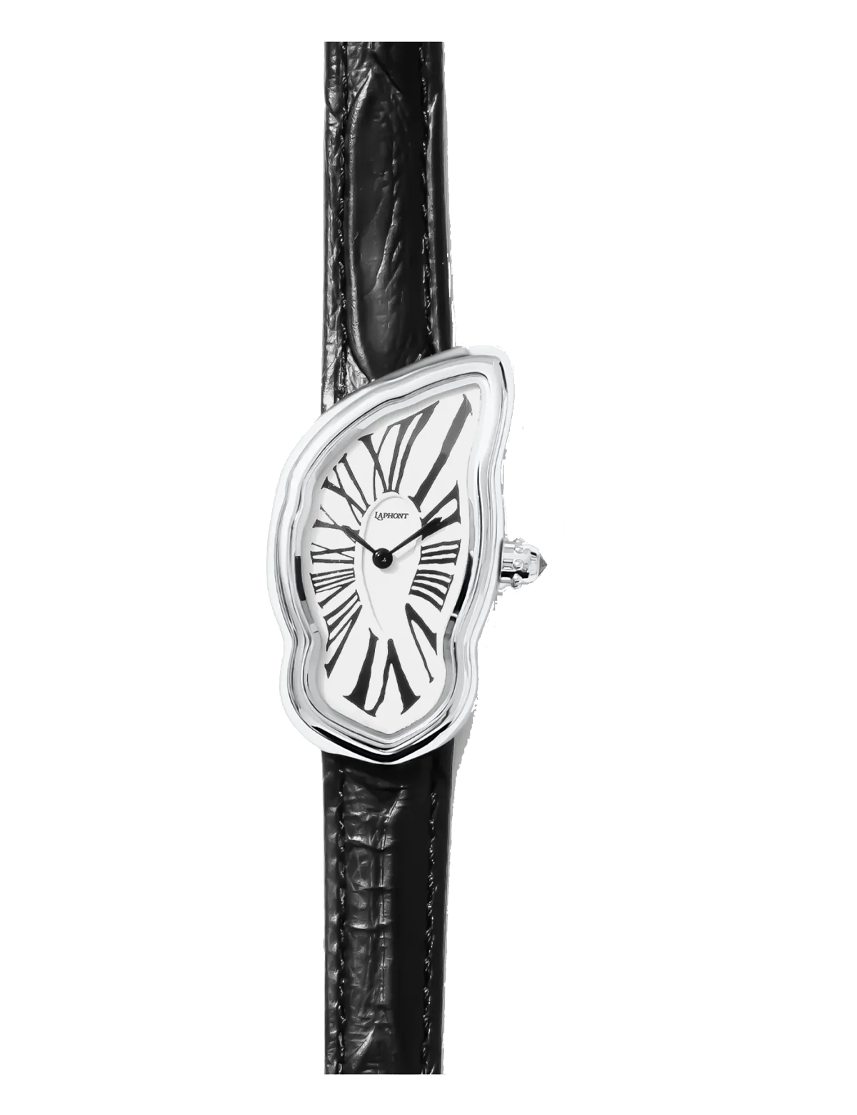 LAPHONT MELTING WATCH LARGE SILVER BLACK STRAP