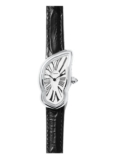 LAPHONT MELTING WATCH LARGE SILVER BLACK STRAP
