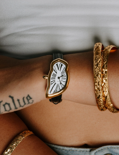 LAPHONT MELTING WATCH SMALL GOLD BLACK STRAP