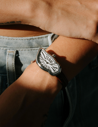 LAPHONT MELTING WATCH SMALL SILVER BLACK STRAP