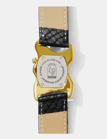 LAPHONT OOBLONG WATCH GOLD BLACK STRAP