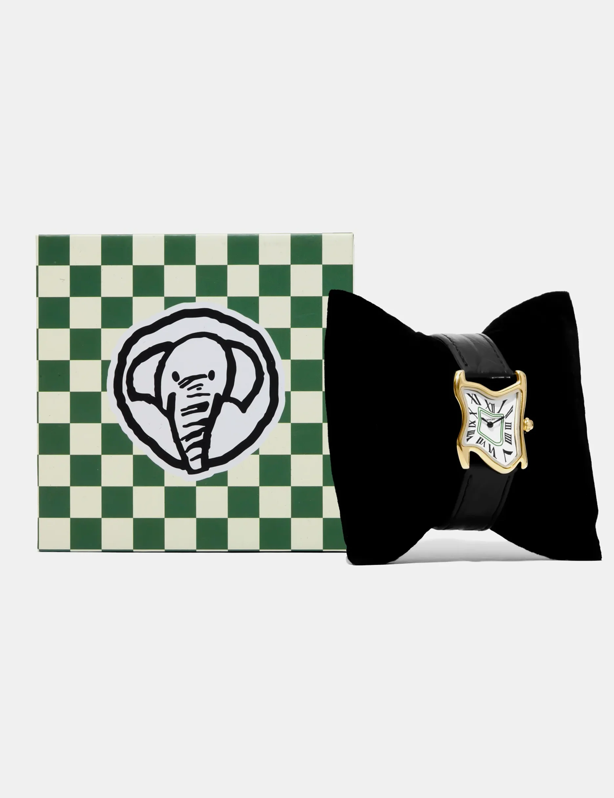 LAPHONT SQUARE MELTING WATCH SMALL GOLD BLACK STRAP