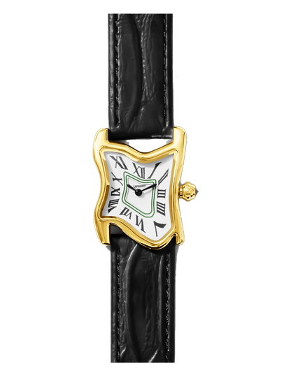 LAPHONT SQUARE MELTING WATCH SMALL GOLD BLACK STRAP