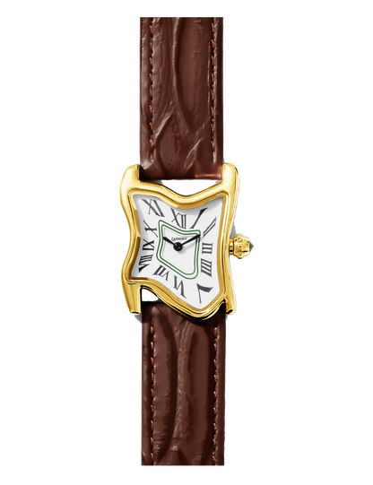 LAPHONT SQUARE MELTING WATCH SMALL GOLD BROWN STRAP