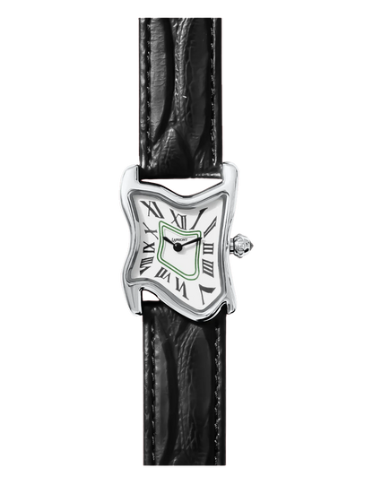 LAPHONT SQUARE MELTING WATCH SMALL SILVER BLACK STRAP