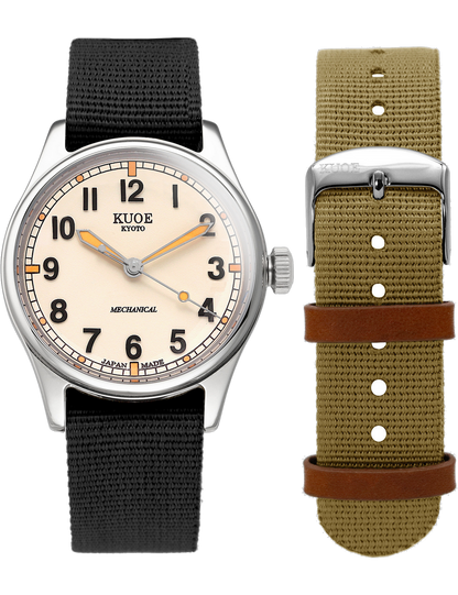 KUOE OLD SMITH 90-002 LARGE 38MM IVORY  NO-DATE AUTOMATIC SUPER-LUMINOVA