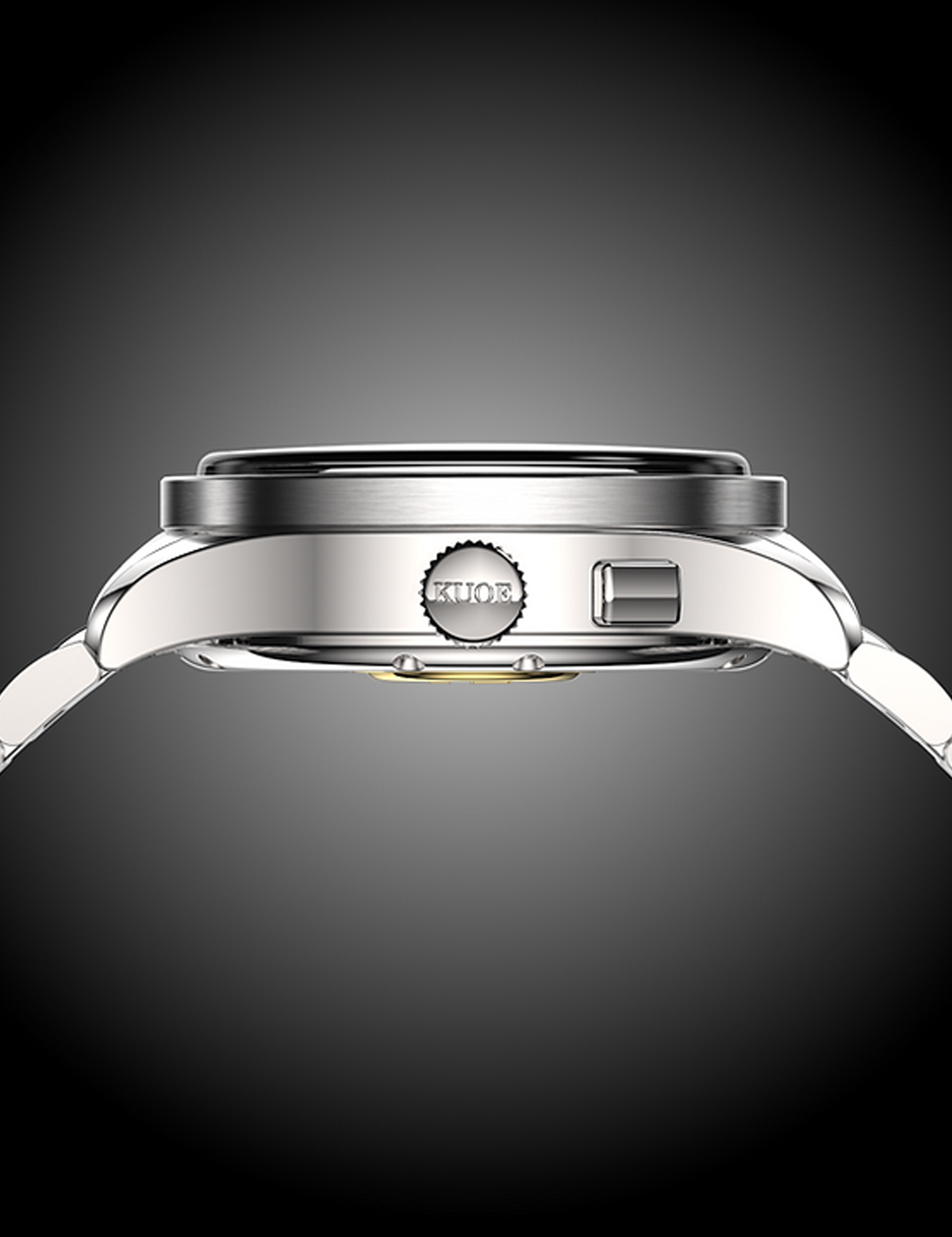 MONTRE KUOE ROYAL SMITH 90-010 PANDA X VERTICAL BRUSHED  DIAL / MIXED-LINK BRACELET / EXHIBITION CASEBACK