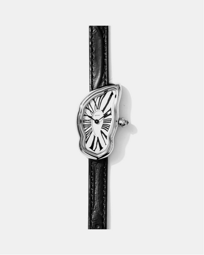 LAPHONT MELTING WATCH SMALL SILVER BLACK STRAP