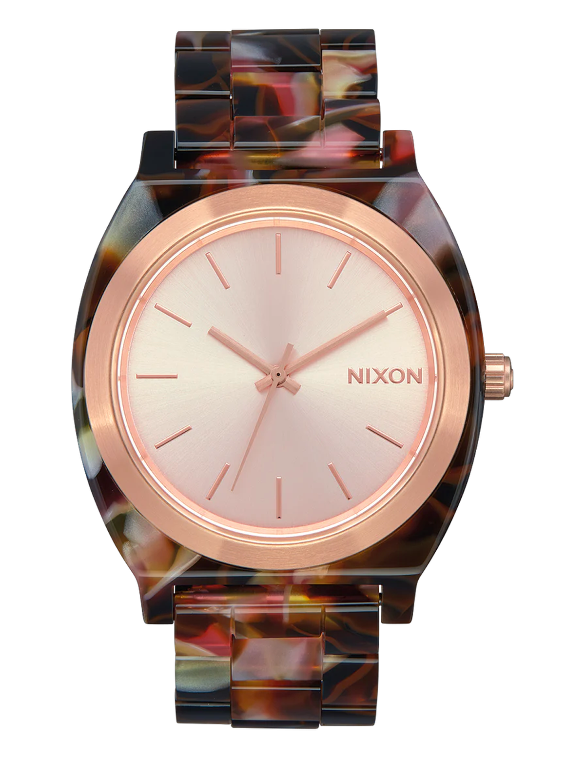 NIXON TIME TELLER ACETATE ROSE GOLD PINK TORTOISE