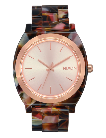 NIXON TIME TELLER ACETATE ROSE GOLD PINK TORTOISE
